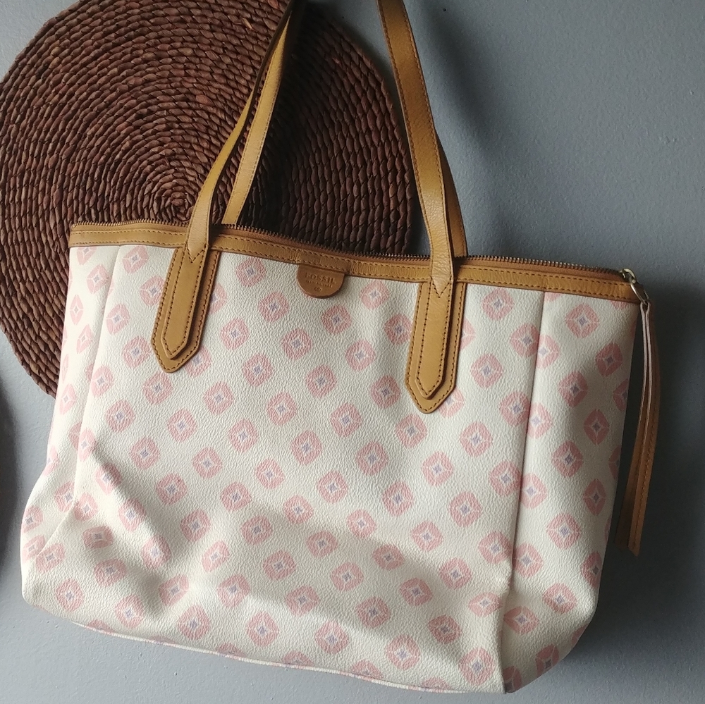 Fossil Sydney coated canvas and leather tote